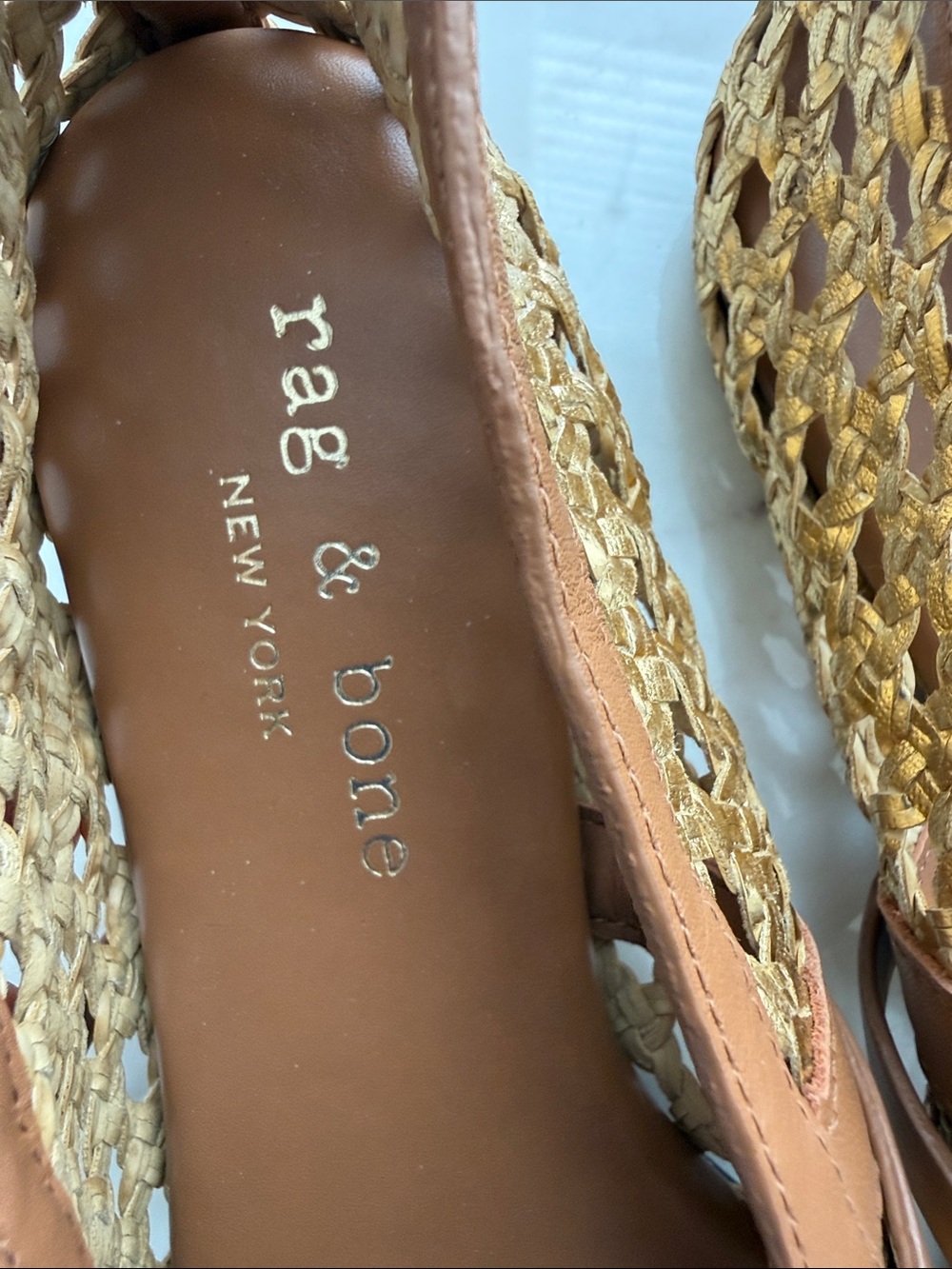 rag & bone Tan and Gold Woven Mary Jane Flats - Picture 4 of 10